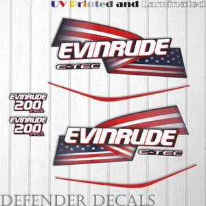 Evinrude 200PS ETEC High Output Außenborder Motor Aufkleber Sticker Set Reproduktion - Bild 1 von 1
