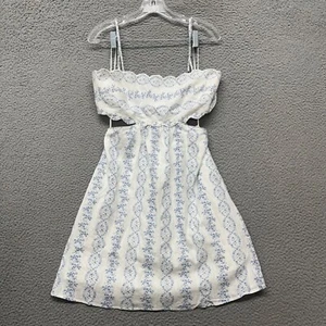 Saylor Dress Womens M White Ditzy Floral Open Back Cottagecore Whimsical - Picture 1 of 18