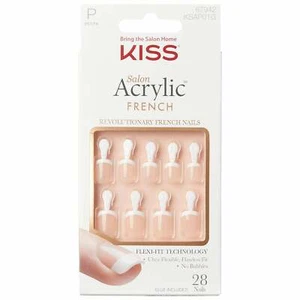 Kiss Inc Salon Acrylic French False Nails - Crush Hour (28 Nails& Adhesive 2g)