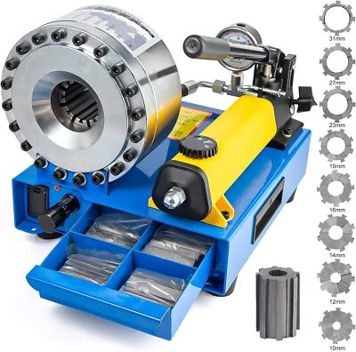 AUTOPARTS-ACCS 5600KN Hydraulic Hose Crimper Pipe Clamping Machine w/ 8 Sets Dies 10mm-30mm