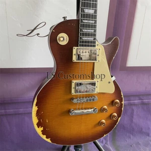 Reissue 1959 Heavy Aged Electric Guitar Standard Figured Top Slow Iced Tea Fade - Picture 1 of 7