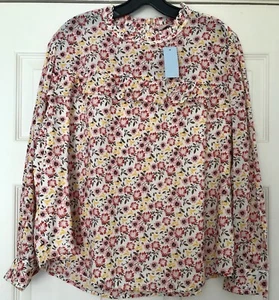 $64.50 LOFT Bohemian Ruffle Trim Floral Print Size Petite XL Stand Up Collar - Picture 1 of 11