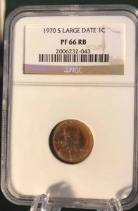 1970-S Lincoln Cent Penny Large Date Proof NGC PF66 RB Bullseye Toned - Picture 1 of 1