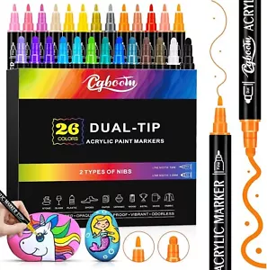 Acrylstifte, 26 Farben Dual Tip Acrylstifte für Steine Wasserfest, Steine - Bild 1 von 7