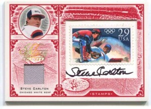 2005 LEAF CENTURY STAMP OLYMPIC AUTO RELIC #29 STEVE CARLTON WHITE SOX 20/29