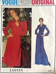 VOGUE 1173 Pattern 8 Lanvin Dress Maxi Midi 70s Paris Original Uncut FF Classic - Picture 1 of 7