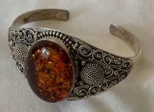Vintage Surati Bali BA 924 Manschette Armband oval gelb - Bild 1 von 9