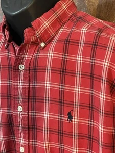 Polo Ralph Lauren vintage rossa 100% cotone "The Blaire" flanella come bottoni - Foto 1 di 3