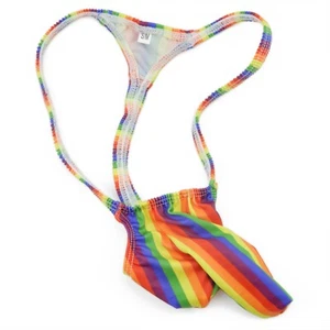 K494 PW String Tanga schmale Taille konturiert Po Flagge Streifen Sterne Regenbogen - Bild 1 von 23
