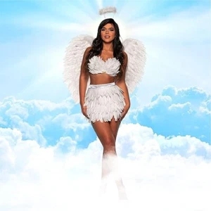 UNDERWRAPS Feather Mini Skirt White Adult Costume Small-Medium - Picture 1 of 5