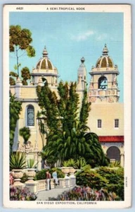 1935 SEMI TROPICAL NOOK AMERICA'S EXPOSITION SAN DIEGO CALIFORNIA POSTCARD - Picture 1 of 2