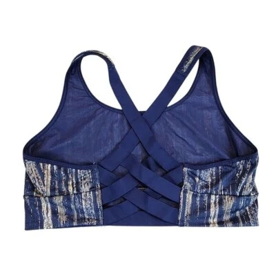 Victoria's Secret Sport Navy Metallic Criss Cross Strappy Back Sports Bra sz XL - Image 1 of 4