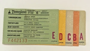 VTG 1970s Disneyland Anaheim CA Tickets E, D, C, B & A Lot of 11 Same Numbers - Picture 1 of 8