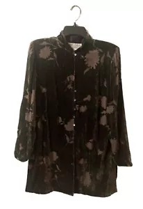 VTG Worth Top Velvet Burnout Green Size 12 Nude Lining Shoulder Pads 80s - Picture 1 of 10