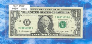 = Quad = 9999 ending == Roll Over = note ~ 2009 ~ == == $1.00 FRN - Picture 1 of 1