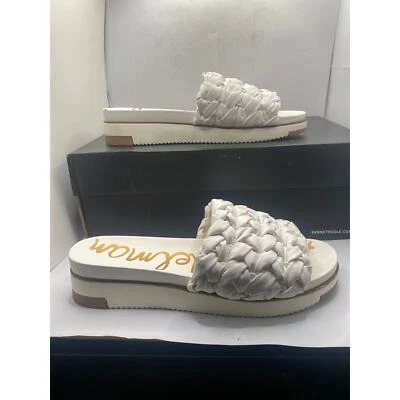 Sandalias Sam Edelman Ainslie blancas punta redonda abierta correas trenzadas planas 9,5 Foto 1 de 4