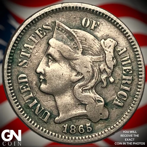 1865 3 Cent Nickel Piece  Q8132 Cover