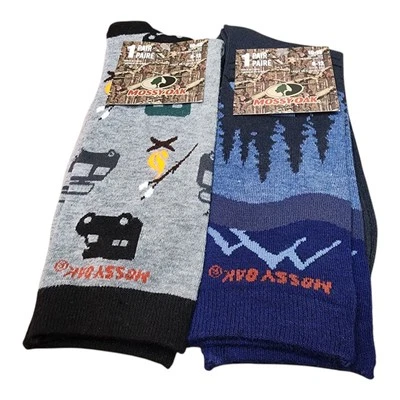 2 Pair Mossy Oak Socks Hiking Camping Crew Forest Camp Outdoors Mens 7-12 - Image 1 of 4