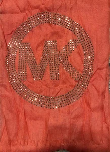 Michael Kors Coral Color With Gold Suds Logo, Scarfs, Wrap New (Vintage) - Picture 1 of 5