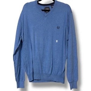 CHAPS Hombre Talla XL Azul Cuello en V Algodón Cachemira Pullover Suéter Pequeño Tirador Mostrado - Imagen 1 de 11