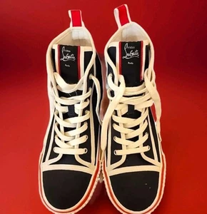 Christian Louboutin Sneakers High-Top Pedro Donna Flat Canvas Men US-10 New Read - Picture 1 of 16