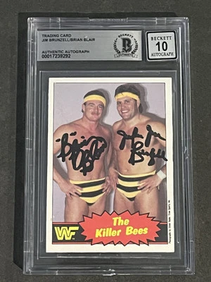 Tarjeta autografiada firmada por The Killer Bees 1985 O-Pee-Chee WWF BAS GEM COMO NUEVA 10 Foto 1 de 2