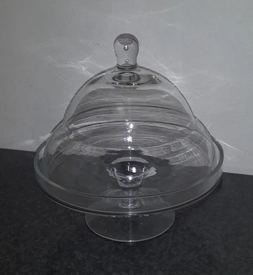 Alzatina Media Per Dolci In Vetro Trasparente Senza Scatola - Immagine 1 di 3