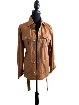 Новый с Ярлыками женская Pinko коричневая кожаная куртка размер США 2 - Изображение 1 из 4