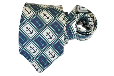 CORBATA FACONNABLE HOMBRE VERDE, MARFIL/ANCLA ANCHO: 3.7/8" LARGO: 57" Foto 1 de 4