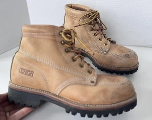 Lehigh Distressed Light Tan Lace Up Leather Work Boots Shoes Women’s Size 6.5 - Picture 1 of 12