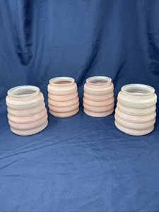 Antik rosa satiniert geprägtes Glas Lampe Beleuchtung Schirm 3 1/4" Monteur Größe SET (4) - Bild 1 von 24