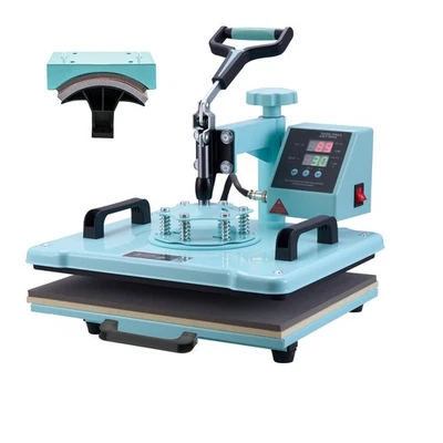 Máquina de prensa de calor 12x15 en 2 en 1 máquina de transferencia de calor para camisetas sombreros Foto 1 de 4