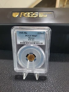 1945 Mexican Gold 2 Pesos PCGS MS 67 KM-461 - Picture 1 of 4