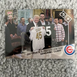 President DONALD TRUMP TOPPS NOW BASEBALL CARD #308 - CHICAGO CUBS 6/28/2017 - Picture 1 of 3