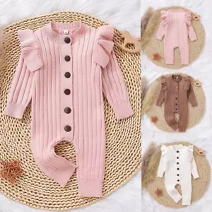 Niedlicher Neugeborener Baby Junge Mädchen Strampler Overall Outfit Strickpullover Kleidung - Bild 1 von 13