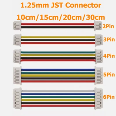 JST 1.25mm PH Male Plug Terminal Cable Wire Connector 2/3/4/5/6Pin 10/15/20/30cm - Image 1 of 4