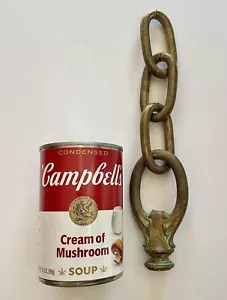 Antico vecchio lampadario primi '900 ENORME pesante bronzo massiccio ottone catena e finitura - Foto 1 di 7