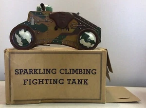 Marx Toys Sparkling Arrampicata Combattimento Carro armato Caricato in Scatola Opere Anni '30 - Foto 1 di 8