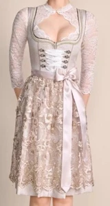 Krüger Dirndl Beige Gr. 36 in 60er Länge mit Glitzerschürze - Bild 1 von 2