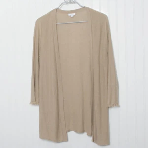 J Jill Open Long Sleeve Frayed Trim LInen Blend Tunic Cardigan Sweater Small - Picture 1 of 9