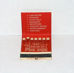 San Franciscan Steak House - Libro de cerillas de características de 1950 - San Bernardino, CA. - Imagen 1 de 3