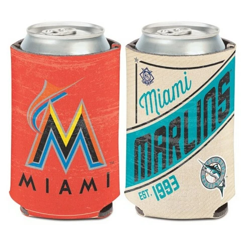 Miami Marlins Vintage Design MLB Can Cooler 12oz Collapsible Koozie Cover