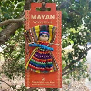 Jumbo Large Worry Dolls on a Textile Pouch Mounted on a Card - Foto 1 di 5