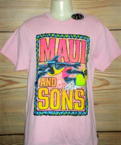 MENS MAUI AND SONS SHARK PINK T-SHIRT SIZE L - Picture 1 of 1