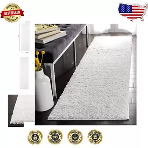 Water-Resistant 2'3" x 8' Shag Runner - Cozy White Rug for Stylish Living Spaces - Picture 1 of 11