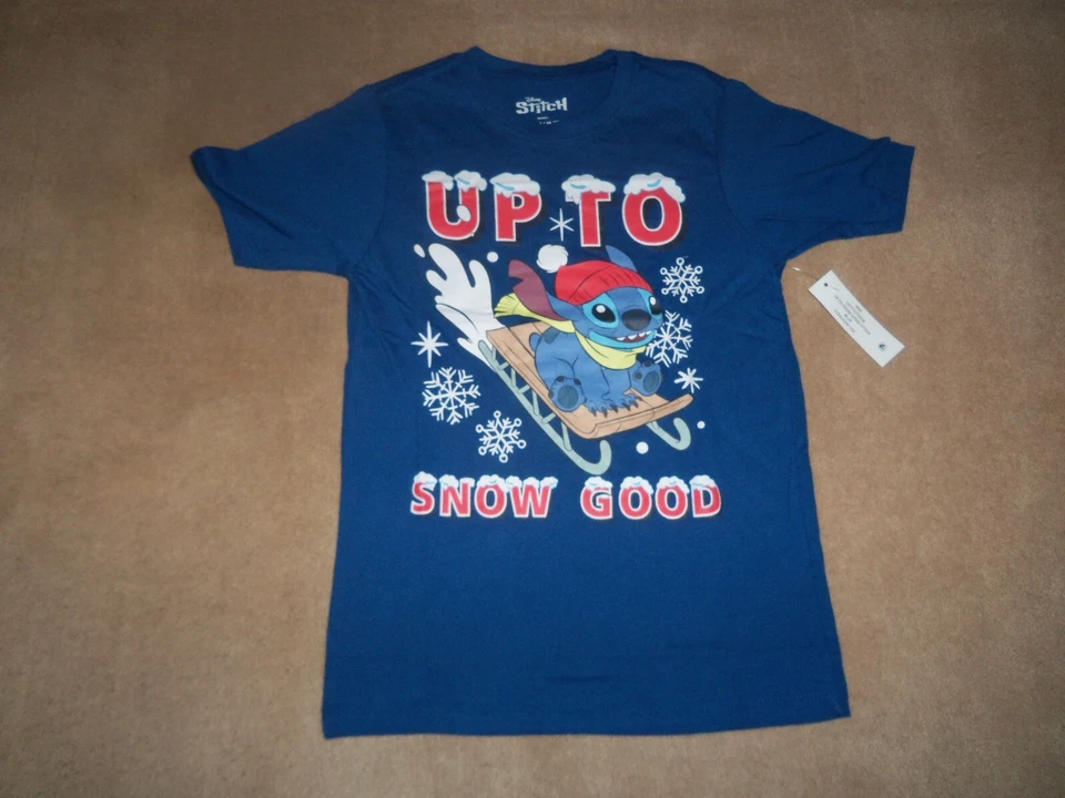 Disney Stitch "Up To Snow Good" & Unicorn Shirts Size XL(14/16)Blue Red