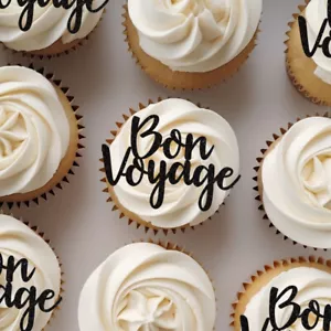 Bon Voyage Cupcake Toppers Travel Cake New Job Decoration Gift Moving Retirement - Picture 1 of 3