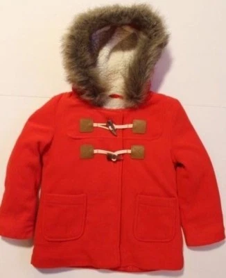 New Old Navy Girls Toggle Fleece Hooded Coat Jacket Red XS(5) - Image 1 of 2