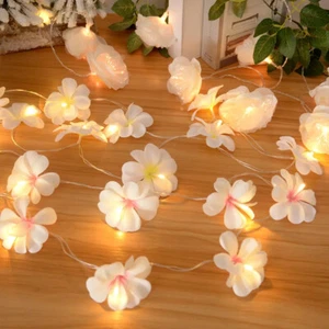 Plumeria Flower String Lights Battery Powered Durable for Christmas Decoration - Picture 1 of 28
