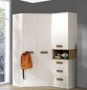 Grant G8+G6 - Eckgarderobe Eckschrank Standregal, 3 Schubladen, Regalen, Stange - Bild 1 von 7